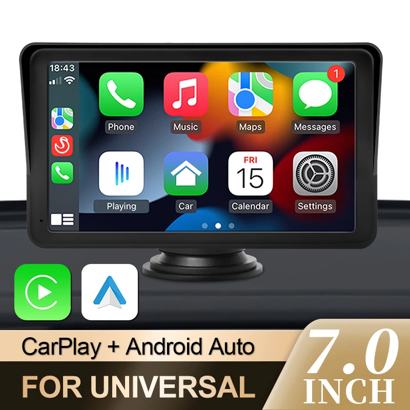 7inch CarPlay Android Auto Car Radio Multimedia Video Player Portable Touch Screen Bluetooth 5.0 With Rear View Camera