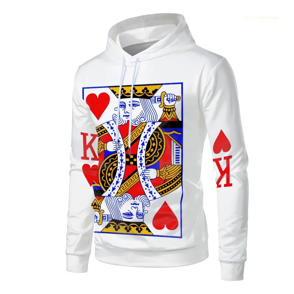 2024 New Playing Cards Poker Print Hoodies King Queen Graphic Sweatshirts For Men Winter Women Clothes Funny Tracksuit  hoodies