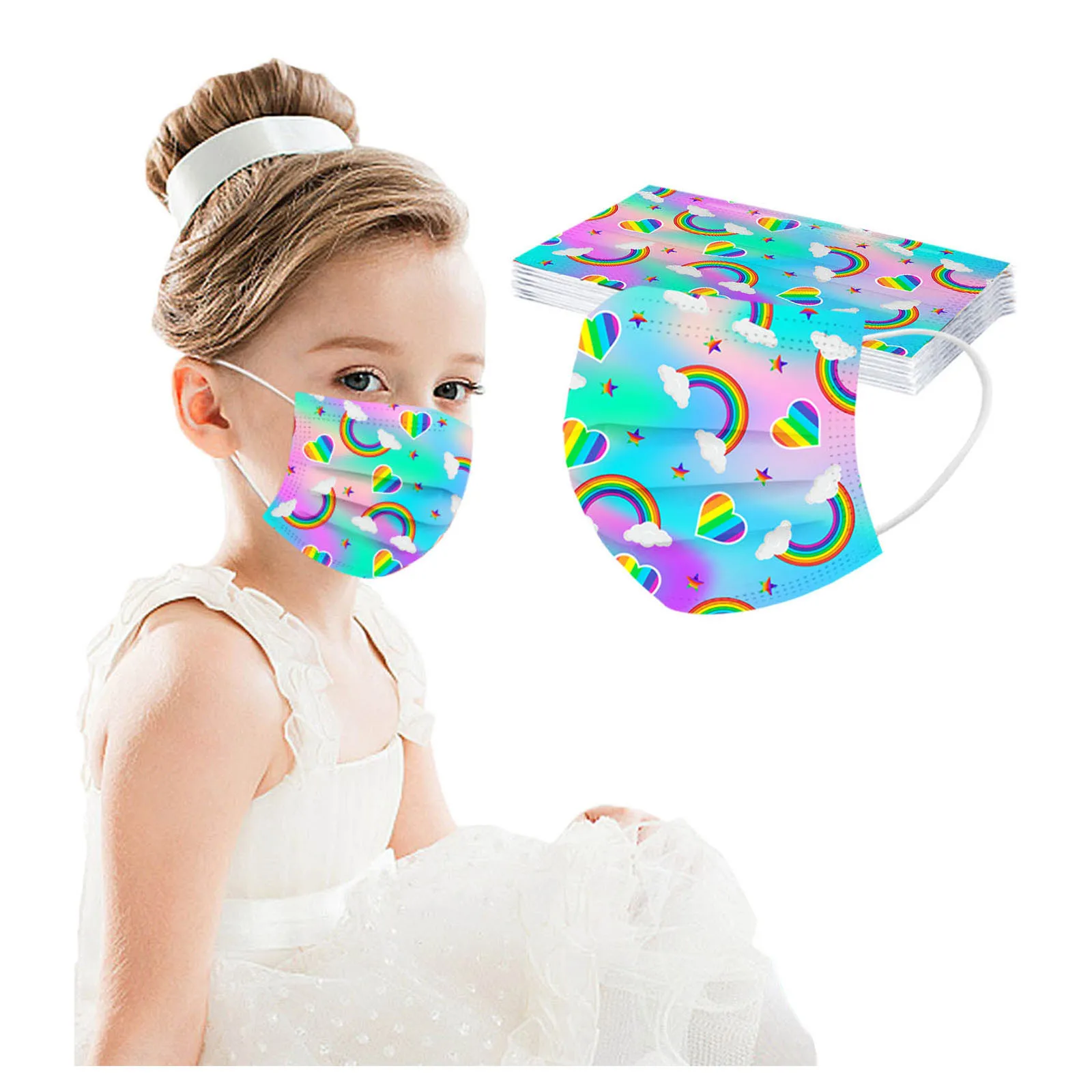 أقنعة الأطفال الملونة كوكب طباعة أقنعة المتاح 50 جهاز كمبيوتر شخصى مختلطة اليومية الكرتون لوازم الديكور الواقية في الهواء الطلق #5
