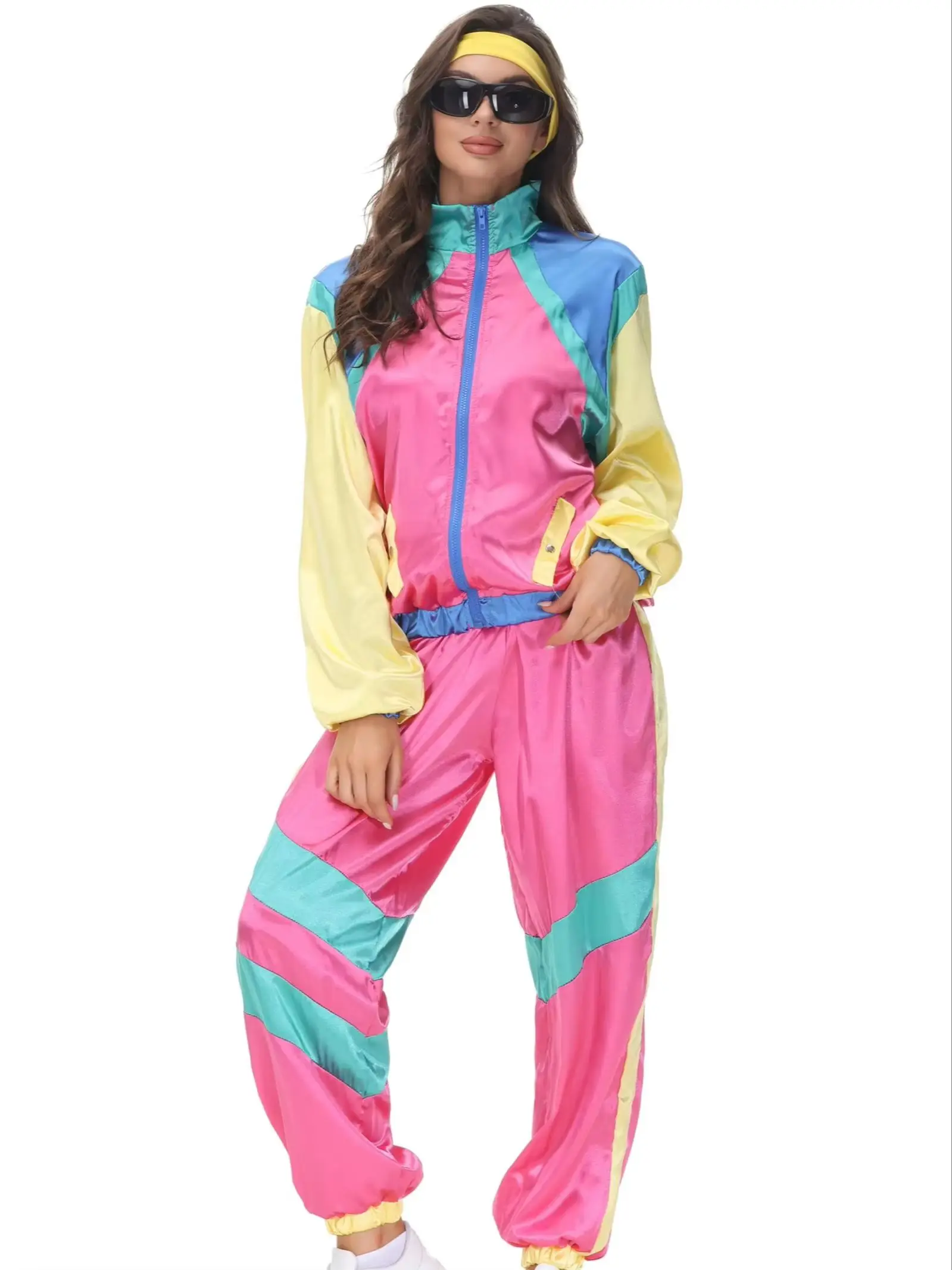 Costume hippie rétro pour Couple, pour hommes et femmes, costume de danse disco hip-hop des années 80, cosplay de pom-pom girl d'halloween