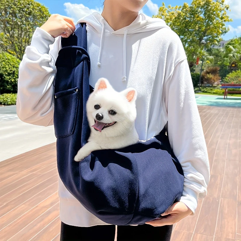 

Double-sided tote bag for pets portable pet bag with adjustable shoulder strap snap multi-color safe zipper seal Pet supplies