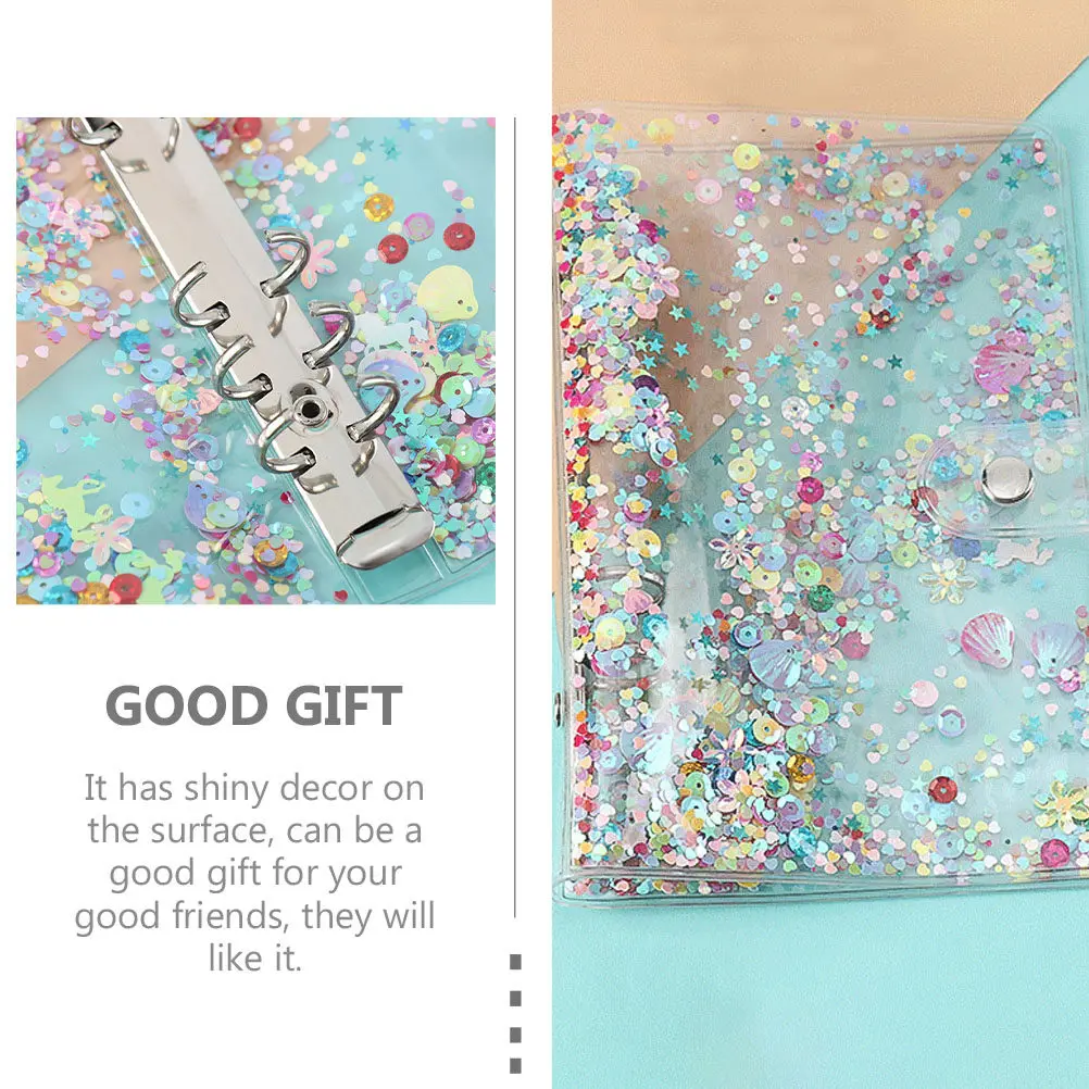 Top-Grade PVC Loose-Leaf Notebook Shell Sequin Decorative Binder Cover Notepad Shell Planner Replacement Cover Portable Study