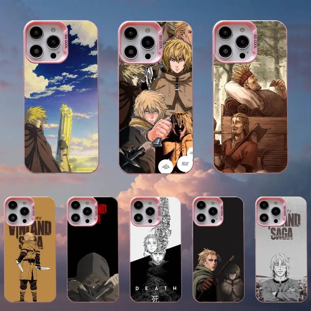 

V-Vinland S-Sagas Manga Phone Case For iPhone 16,15,14,13,12,11,Mini,Pro,SE,MAX,plus,Pink Matte Silicone Cover