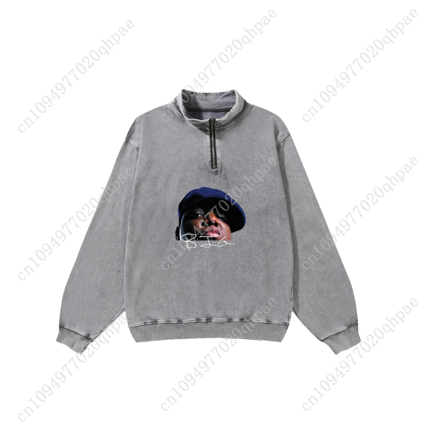 The Notorious B.I.G Retro Sweatshirt Man Woman Teenager Pullover Half Zipper Sweat Shirt Photo Custom Made Tops Sleeved Tshirt