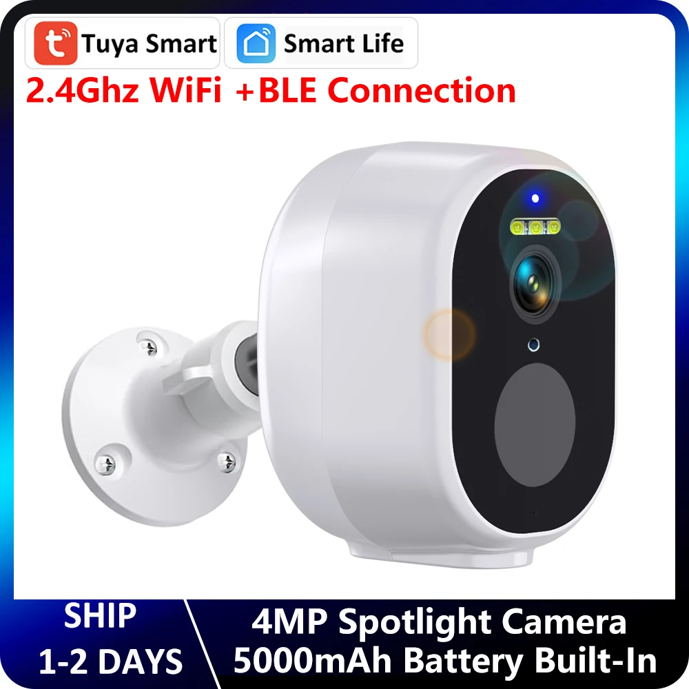 tuya wifi bateria ao ar livre solar sem fio vigilancia de seguranca cctv deteccao de movimento holofote cor camera visao noturna 2k 4mp 01