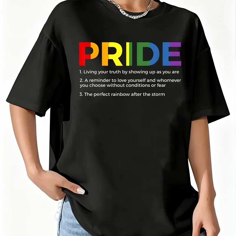 Rainbow Flag Pride Definition Gay Rights Lgbtq+ Pride Women's T-Shirt 100% Cotton Fun Print Short Sleeve Top Casual Round Neck Tee S-5Xl