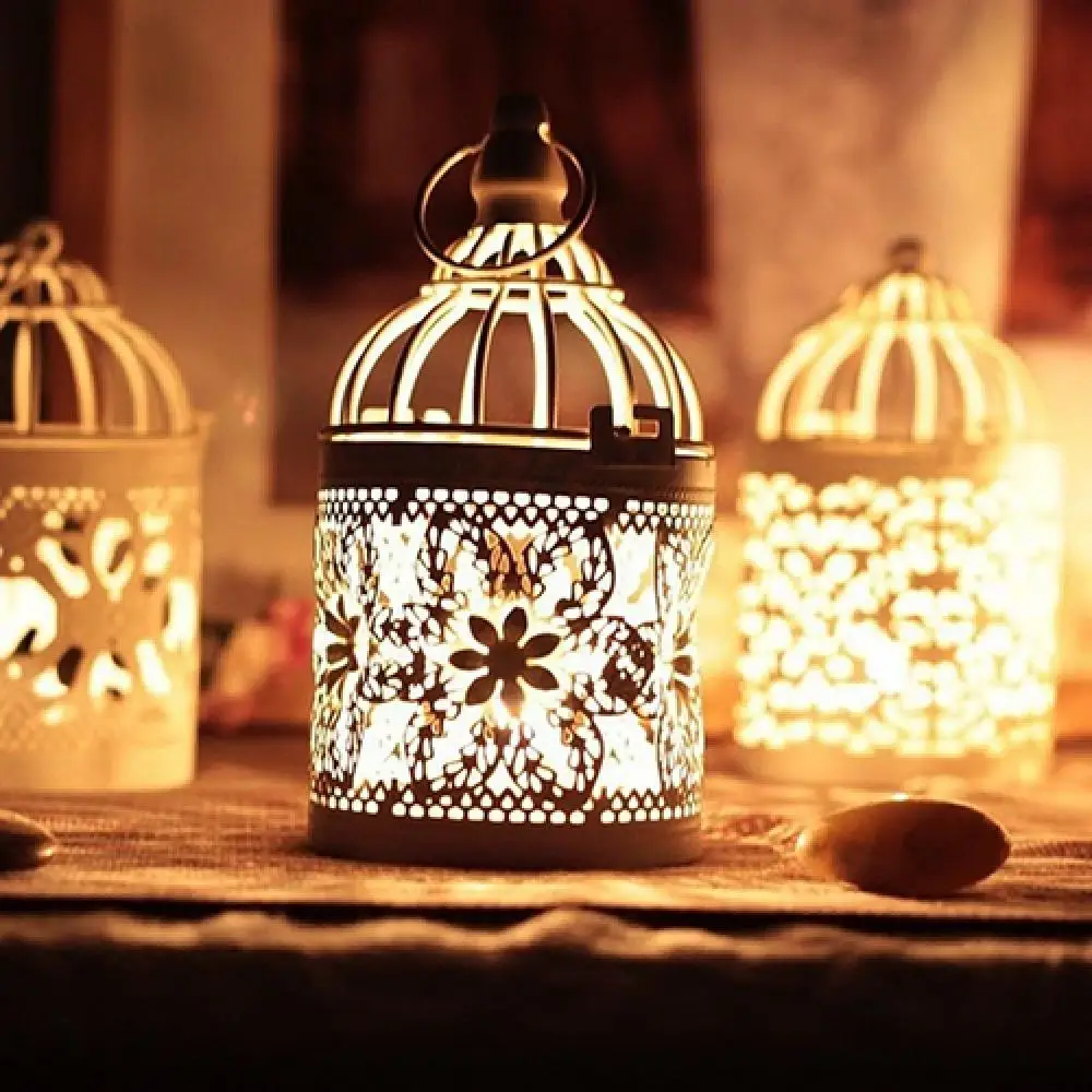 Birdcage Shape Metal Candle Holder Lantern Hollow Candle Stand Home Decor Dinner Party Wedding Party Candle Holder Decoration