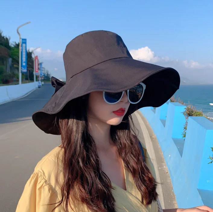Komfortabler Baumwoll-Damenhut für Alle Jahreszeiten Sonnenschutz-Schirmhut Outdoor Breiter Rand Bucket Hat Panama Hut Modische Kappen – Detail 4