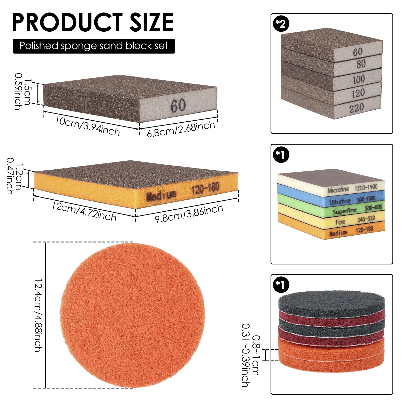 23Pcs Sanding Sponge Assortment Set Multi Grit Reusable Rectangle Car Polishing Sanding Sponge Sandpaper Block Wet and Dry Use