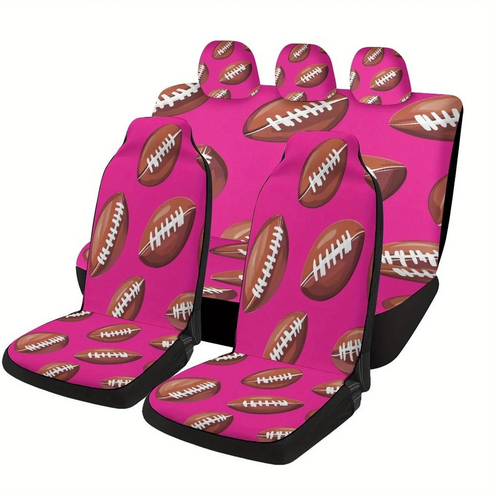 

Football Pattern Themed Car Seat Covers Set For Most Cars, Fashionable Decorative Car Seat Protector Covers Full Set, Universal