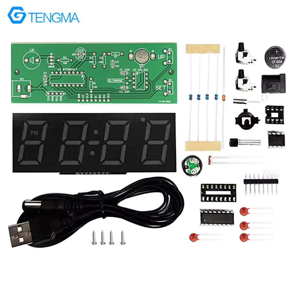 Colorful Digital Clock Kit LED Digital Tube Display Alarm Clock Temperature Microcontroller DIY Electronic Production