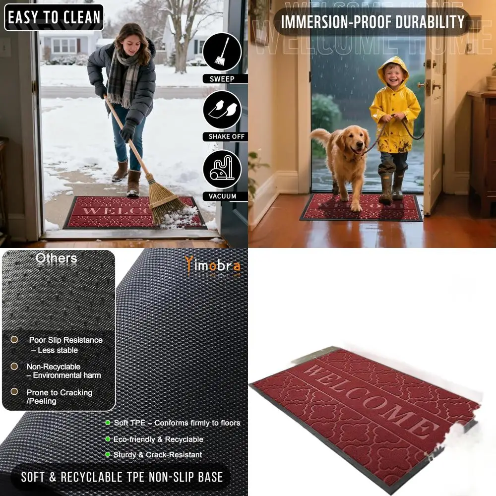 

Всесезонный водонепроницаемый придверный коврик для улицы и дома, сверхпрочный нескользящий входной коврик, низкопрофильный для веранды и патио, 60x36