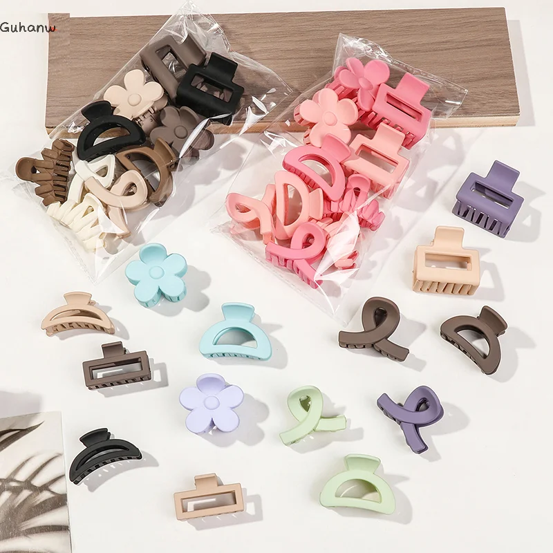 5/10Pcs Small Flower Hair Claw Clips For Women Girls,Matte Rectange Jaw Clips,Semicircle Barrettes For Thin Hair