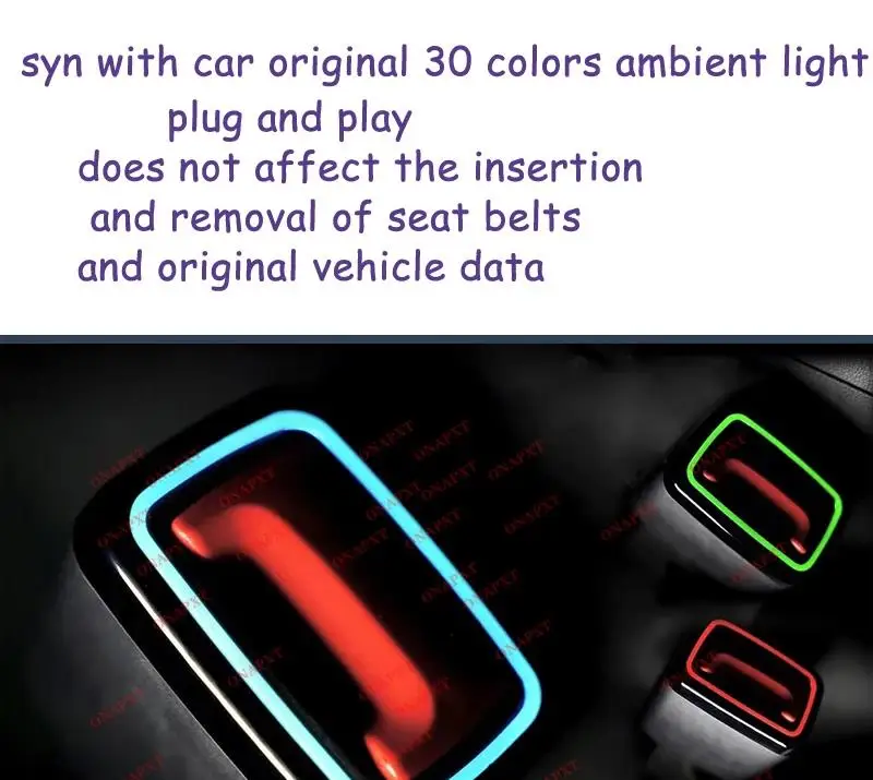 

30 Color Decorative Lamp Safety Buckle Seat Belt LED Ambient Light For Audi A4 A5 RS4 RS5 B9 A6 A7 C8 Q5 2020-2024