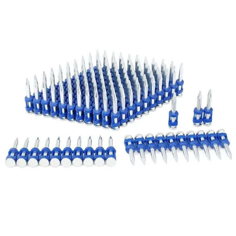 Professional Grade Concrete Nails 19Mm Plastic Collated, 1000PCS Box, Galvanized Blue For Cordless Nailers Pin
