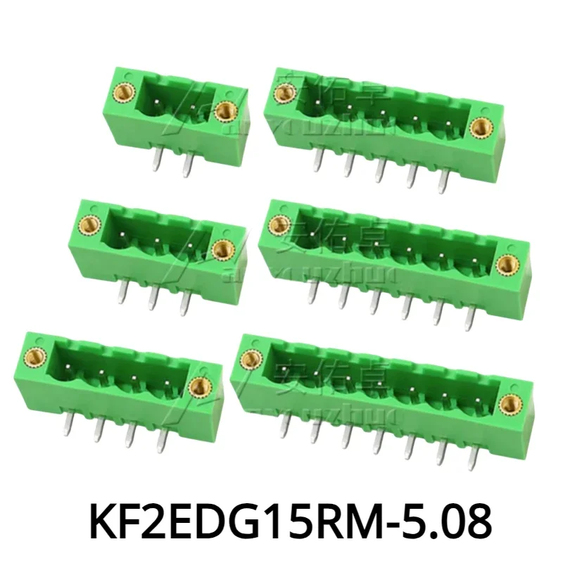10Pcs KF2EDG15RM-5.08-2P 2/3/4/5/6/8 Pin Bent Pin Socket Ear Positioning Hole Seat 300V/8A 5.08mm Pitch Pluggable Terminal Block