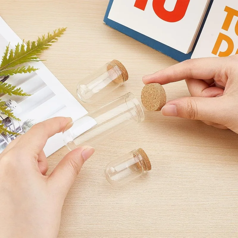 24 Pack Glass Jars Bottles 3 Mixed Size Dome Cloche Cover Decoration Bottles with Cork Stoppers for Mother\'s Day Wedding Party