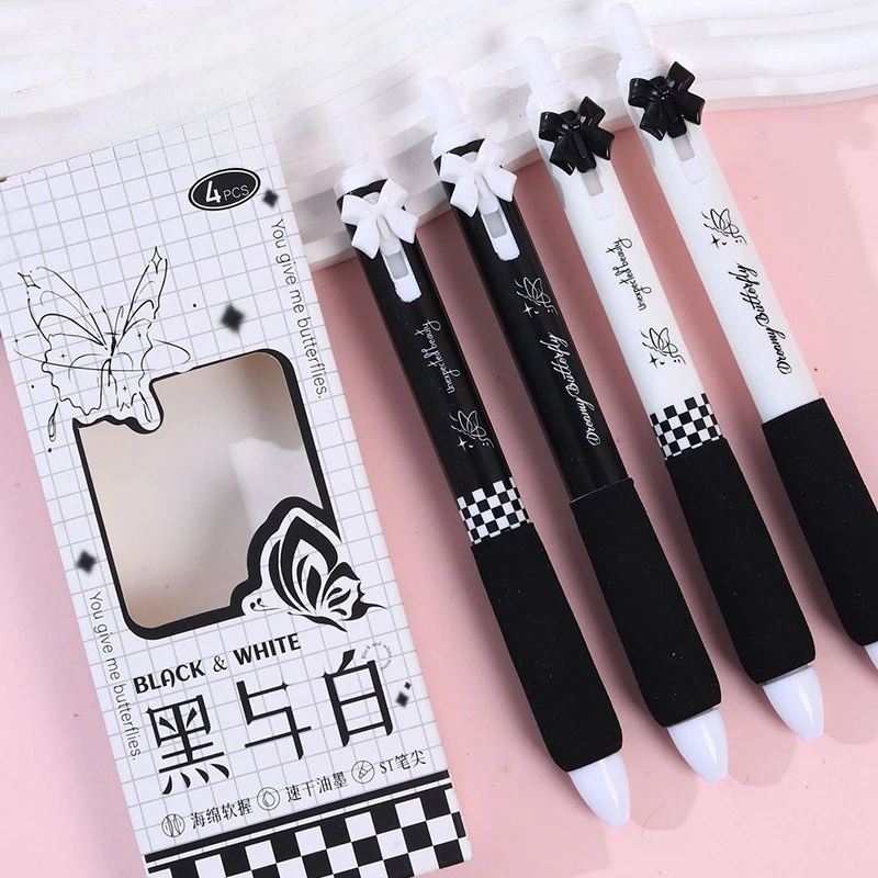 4 قطعة أقلام لطيف قابل للسحب الكرتون هلام أقلام لينة قبضة أقلام 0.5 مللي متر قلم حبر أسود أقلام الجمالية Kawaii مكتب المدرسة أقلام
