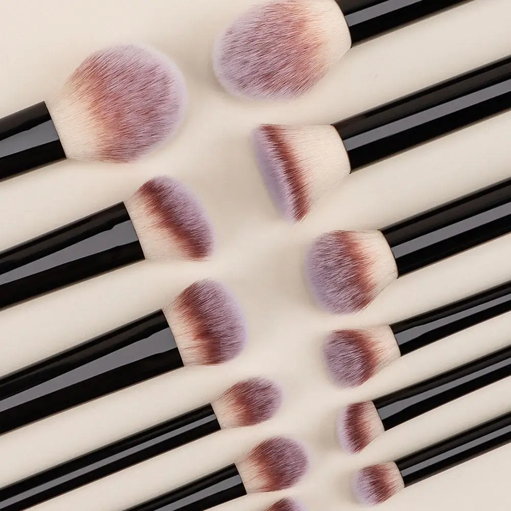 Ensemble de pinceaux de maquillage, 12 pièces, essentiels pour tous les jours, fond de teint, ombres, correcteurs, Blush, poudre, étui noir avec yeux, K7V4