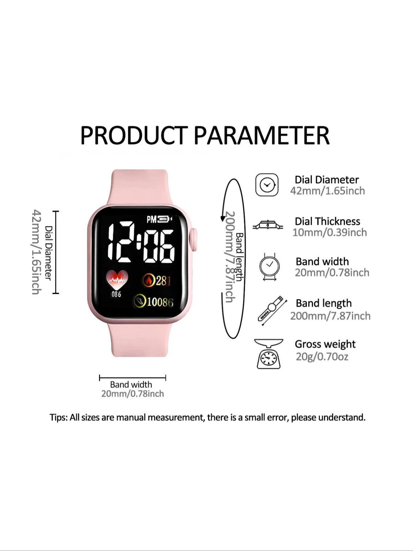 Student Sports Space Digital Square Style Design Small and Simple Electronic Watch