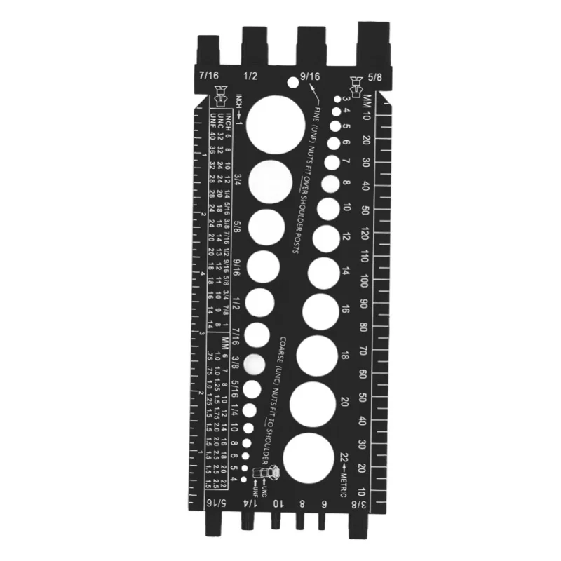 مقياس المسمار المسمار متعدد الوظائف بوصة متري تحديد سريع مسمار المسمار مدقق لورشة العمل المرآب الأسود #3