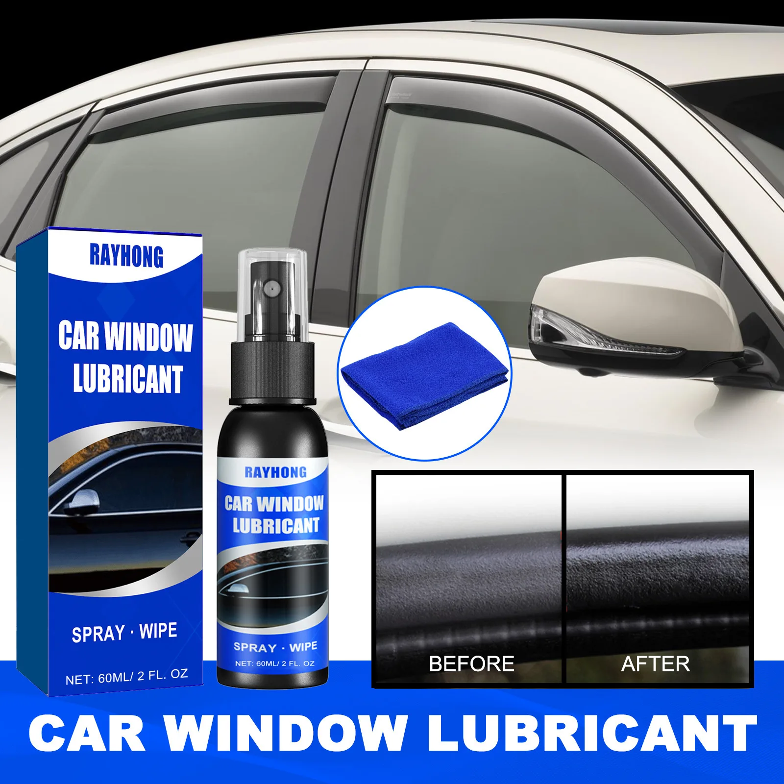 60/180ml Window Lubricant Rubber Door Rubber Strip Car Softening Maintenance Eliminates Noise Universal Car Repair Tool