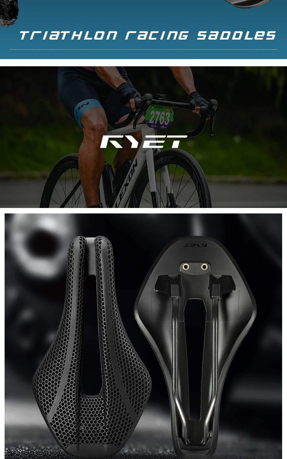 RYET 3D-Gedruckter 167g/199g TT-Sattel, 242x133mm Carbonfaser-Schiene Kurznasen-Aero-Design für Zeitfahr- und Triathlon-Fahrradteile – Detail 13