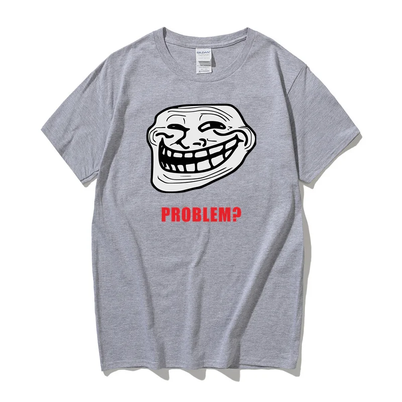 Rage Comic Trollfac T Shirt Funny Anime Hip Hop T-Shirts Short-Sleeved Awesome Tops Summer Pure Cotton Round Neck 2XL Clothes