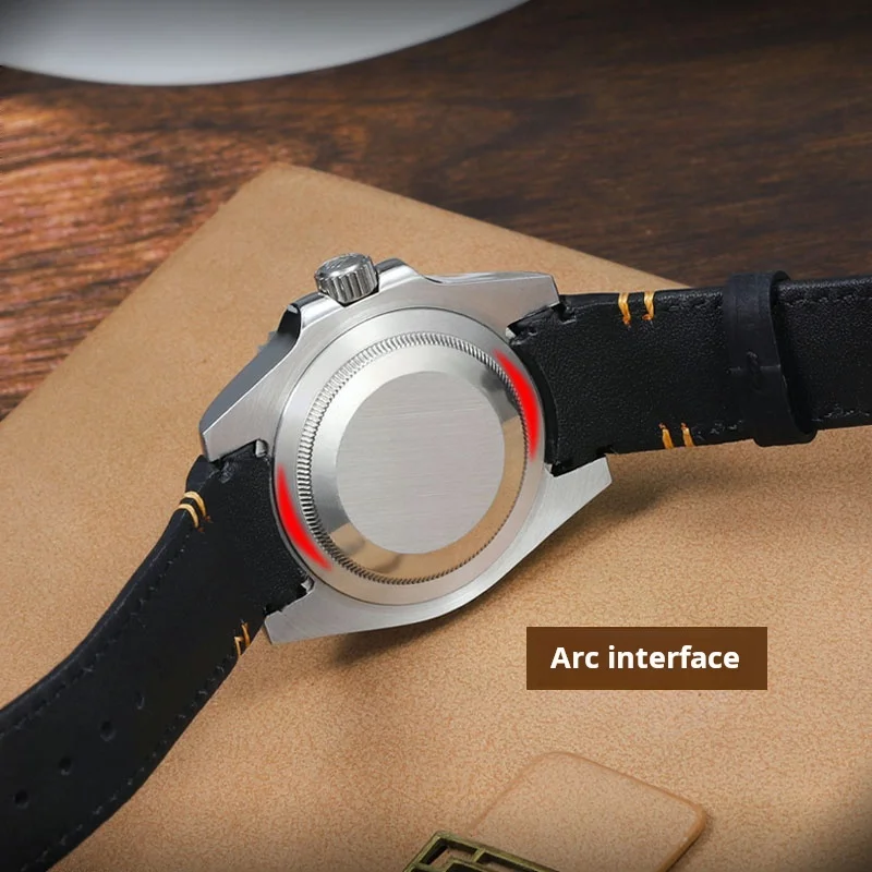 Ремешок для часов из натуральной кожи Arc Crazy Horse 20 мм 22 м для Rolex Black Green Water Ghost Tudor Black Bay Casio, изогнутый ремешок из воловьей кожи