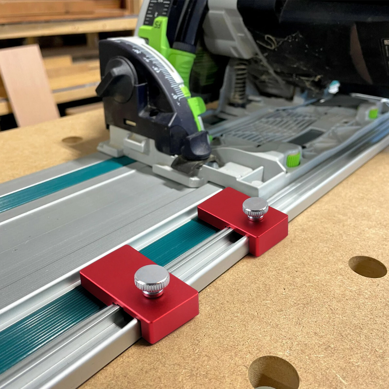 Woodworking Sturdy Aluminum Alloy Compatible with Track Saw Rails, with Center Cutting Line Indicator and Adjustment Wrench