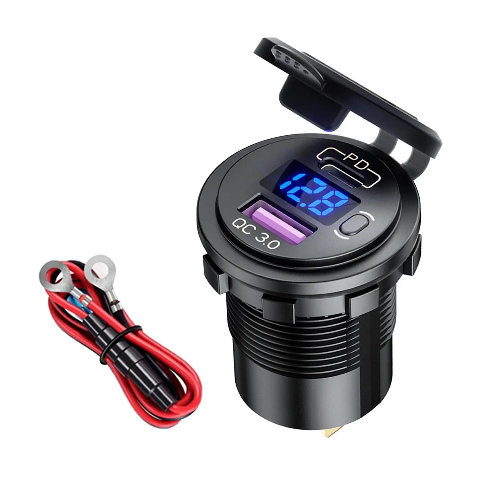 Dual USB Car Charger Quick Charge LED Display Voltage Measure