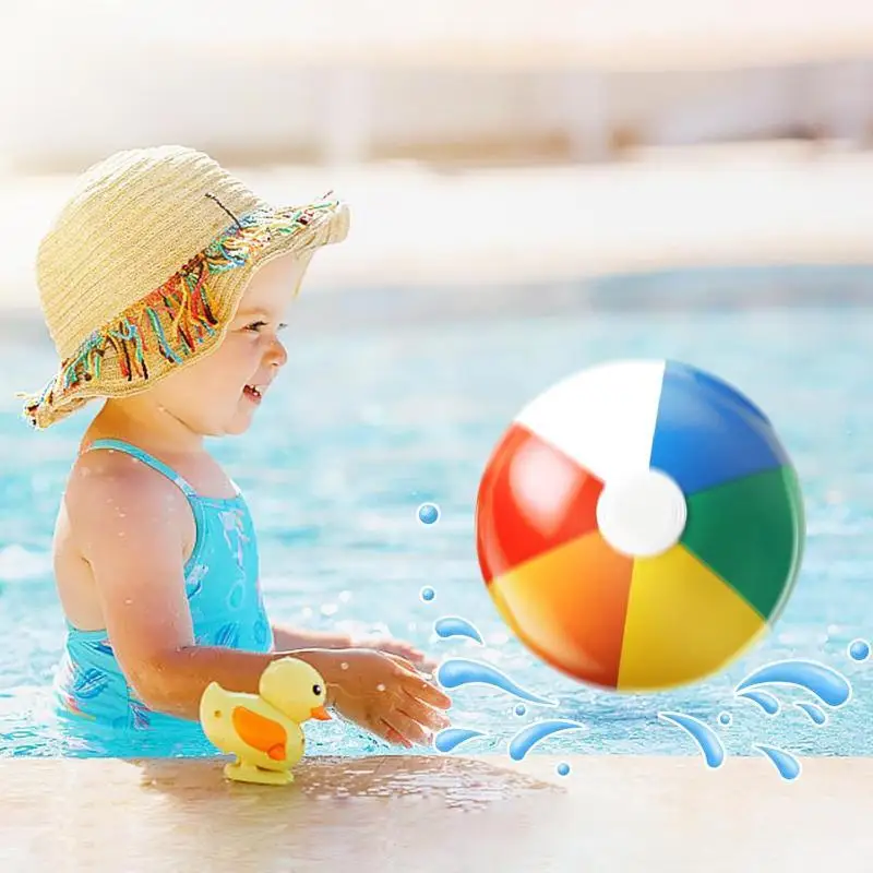Rainbow Inflatable Beach Balls Durable Leakproof Lightweight Easy to Inflate for Beach Volleyball Pool Games Summer Events