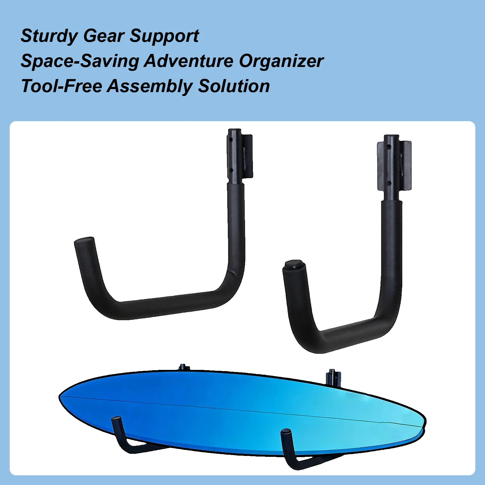 Space-Saving Wall Rack Organizer, 1-Pair Heavy Duty Steel Mount for Kayak Ski Paddleboard, Keeps Garage Living Room Dorm Tidy