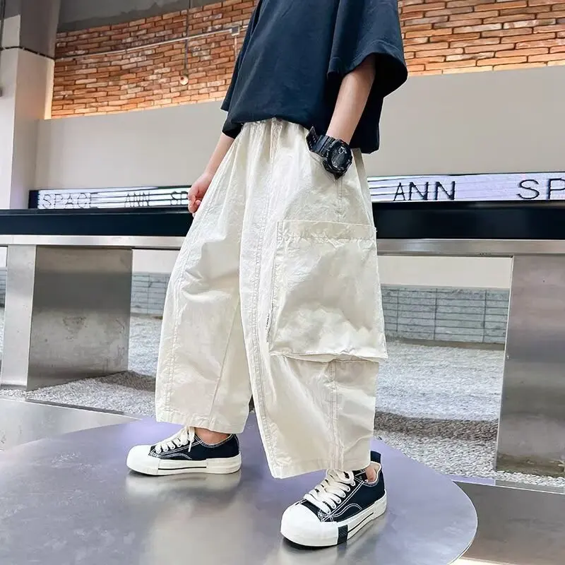 Spring Summer Boys Retro Cargo Pants Teenage Children Clothes Casual Sport Pants Boys Fashion Large Size Sweatpants Harem Pants