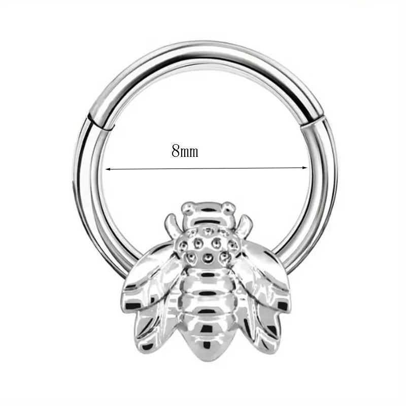 مجوهرات حلق الغضروف على شكل أنف النحل مع جسم مثقوب حلزوني على شكل قرص العسل لطيف وعصري لكل من الرجال والنساء #6