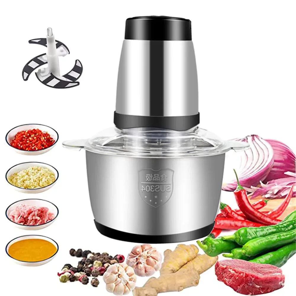 2Speeds 304Stainless Steel Electric Chopper Meat Grinder Mincer Food Processor Slicer Vegetable Food Chopper Meat Slicer Machine