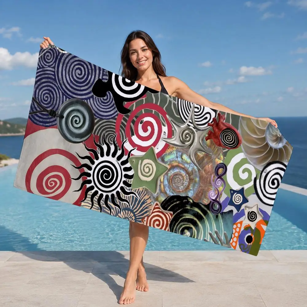 Colorful spiral Towel ultra-fine fiber quick drying absorbent towel, beach swimming vacation beach towel