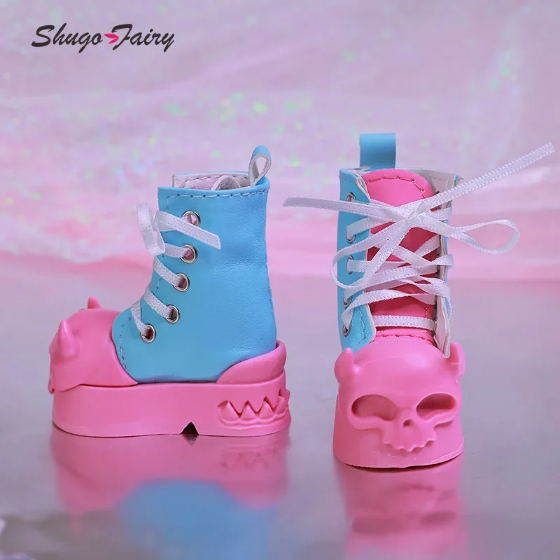 Shuga Fairy Halloween BJD Shoes for 1/4 Mini Toy stivali alti colori neri e rosa scarpe per UNA BJD accessori WX4-299