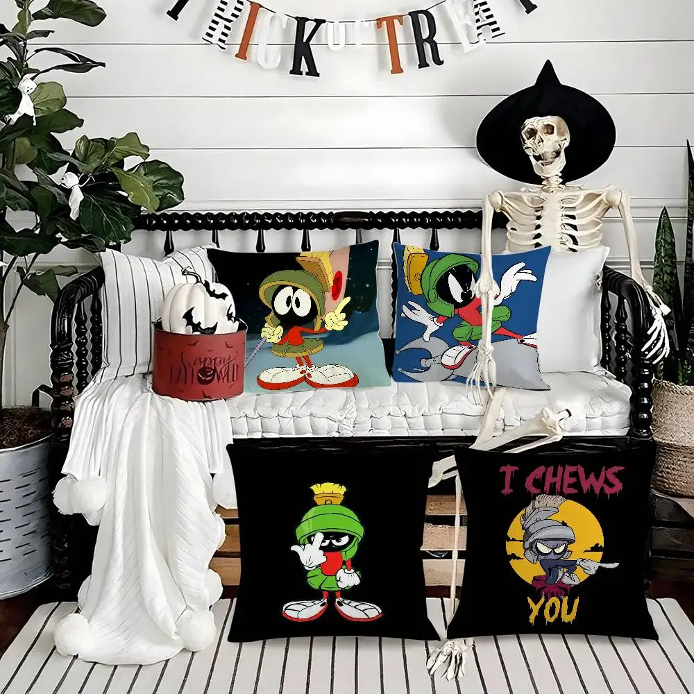 

Cartoon M-Marvin The M-MartianS Pillow Case Soft Plush Fabric Double Sided Print Decorative Home Living Room Gift Cushion Cover