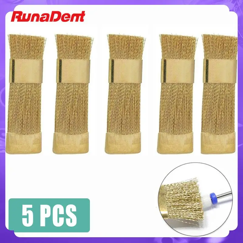 

1/5Pcs Dental Cleaning Brush Drill Bit/root Canal File/nail Drill Bits Brass Wire Brush Gold Cleaning Tool Dentisty Consumables