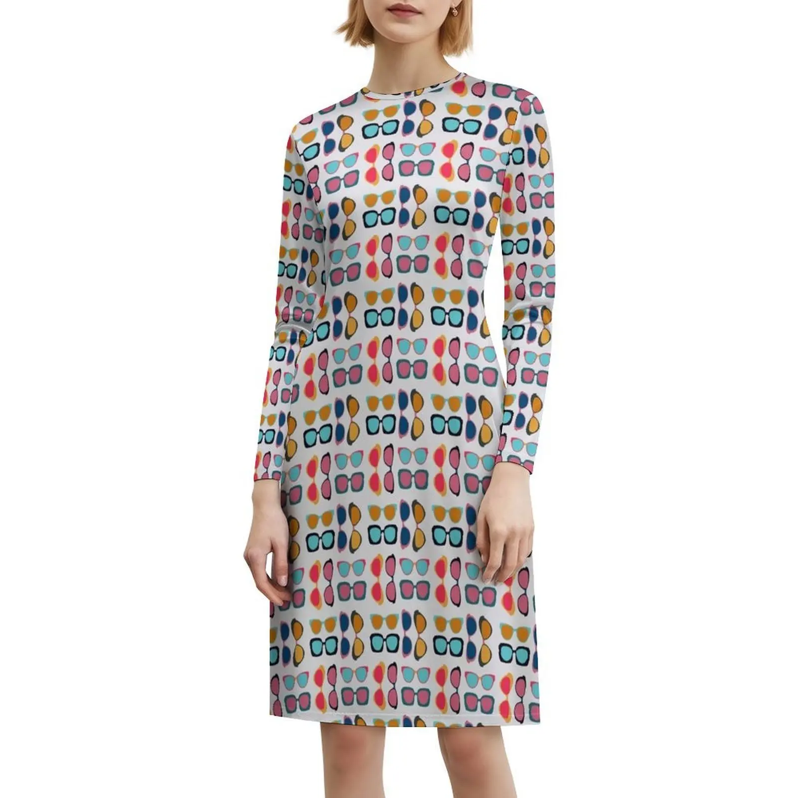 النظارات الأزهار سموك اللباس للنساء الربيع الصيف فستان كاجوال للحزب النظارات نظارات ملونة اللون الملابس النسائية