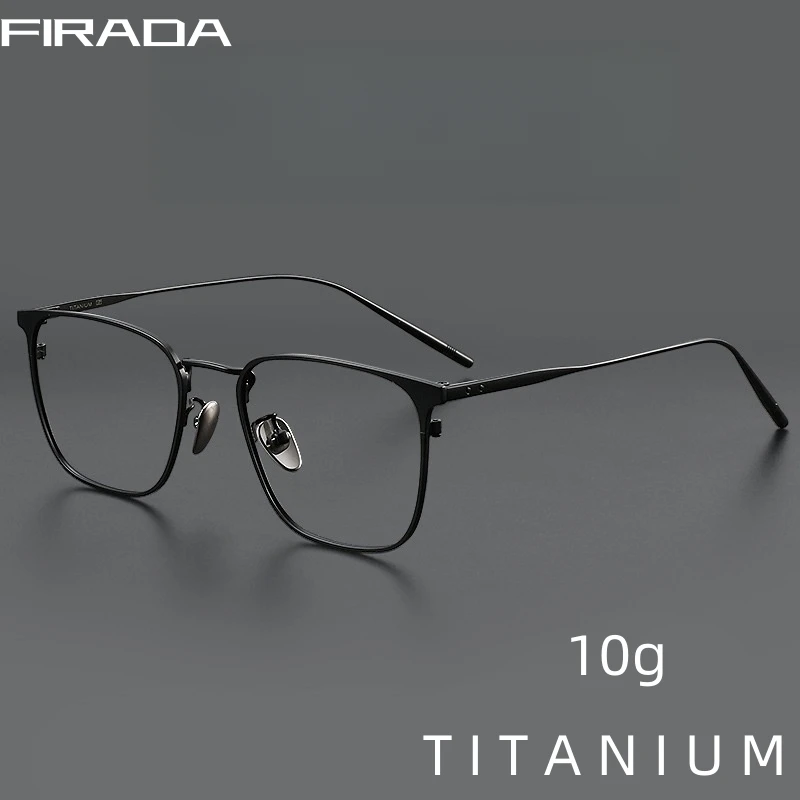 FIRADA Fashion Comfortable Square Eyeglasses Vintage Pure Titanium Eyewear Optical Prescription Glasses Frame For Men 30020-C