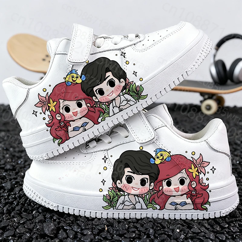 

Popular Ariel Princess 3D Printing Children shoes girls Campus Fashion PU leather soft sole Parent child shoes woman