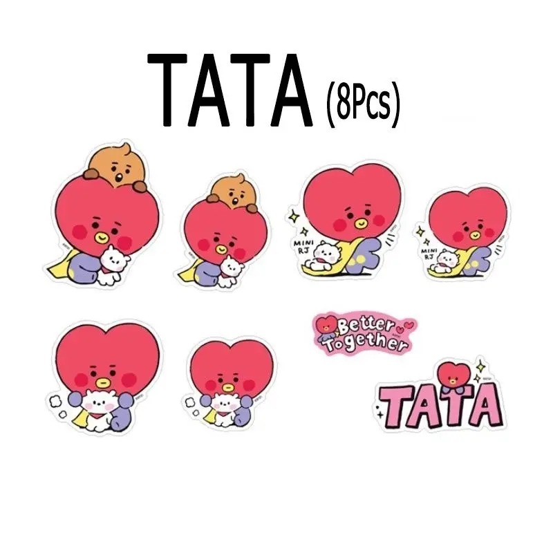 Anime Cartoon Bt21 Tata Chimmy Cooky Sticker Creative New Mobile Phone Computer Sticker Self-Adhesive Sticker Gift for Friends