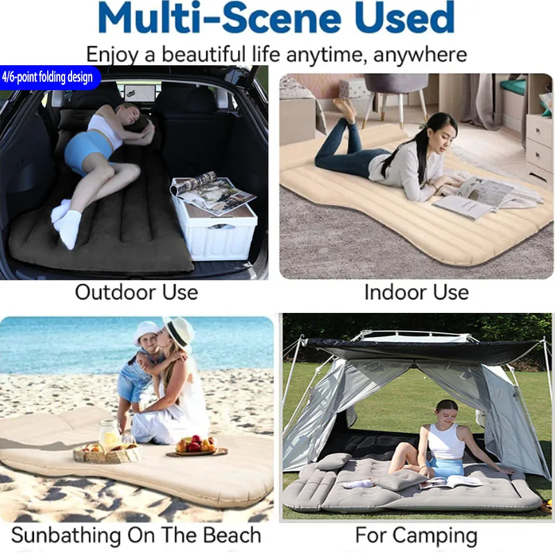 For Tesla Model Y PVC Inflatable Air Mattress Outdoor Camping Inflatable Special Suede Fabric Car Travel Bed