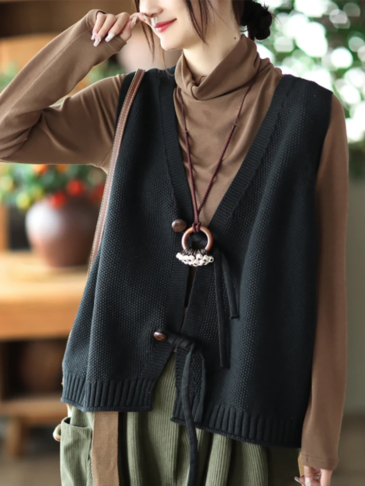 

High Quality Loose Button Cardigan Knitted Vest Women's Spring and Autumn Oversized V-neck Vest Shoulder Jacket