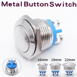 Metal Push Button Switch 16mm 19mm 22mm 1NO Momentary Reset Self Screw Terminal Waterproof Car Engine Doorbell PC Power Switch
