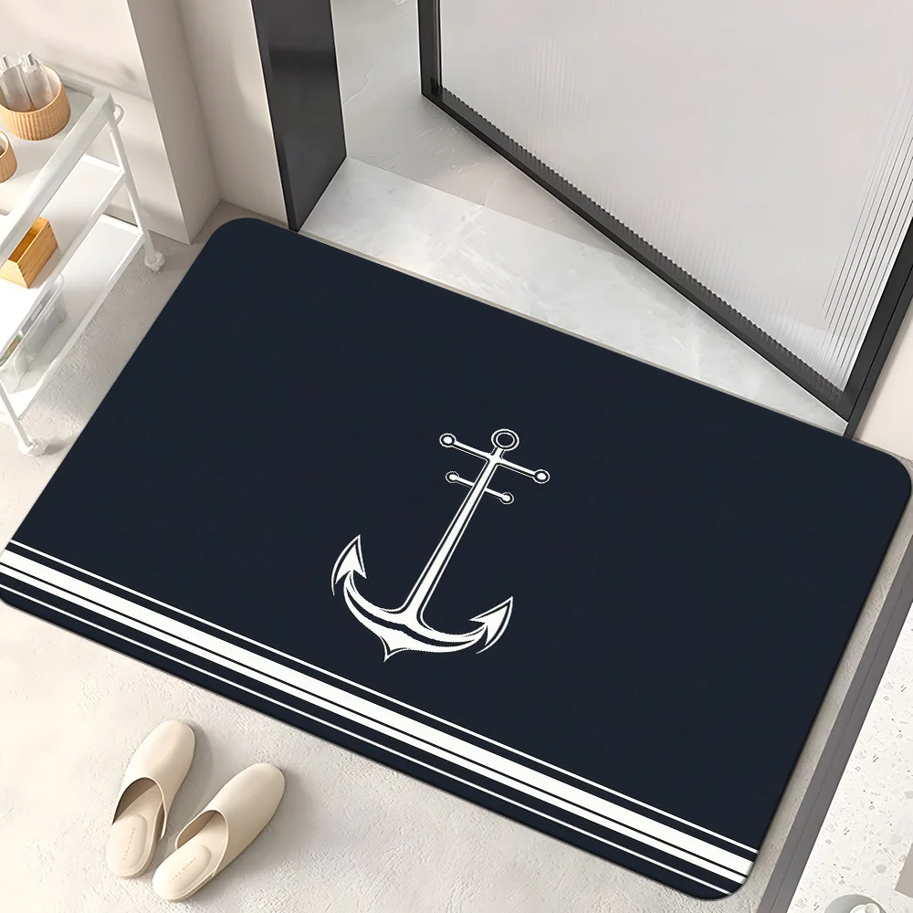Highly Detailed Nautical Anchor Printed Doormat Outdoor Indoor Entrance Welcome Mat Decorative Ocean Theme Home Rug Mat for Mode