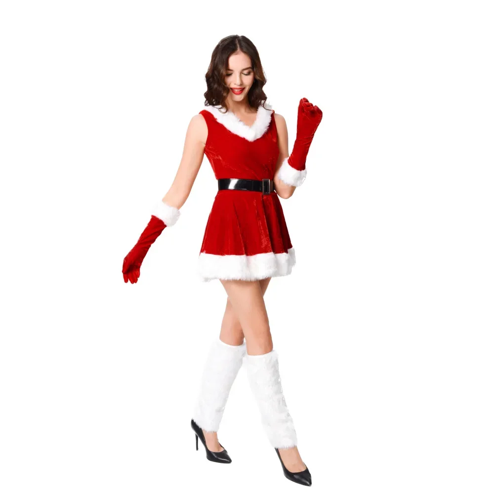 

Christmas Dresses Miss Santa Claus Outfits Women Adult Xmas Costume Santa Claus Cosplay Carnival Dress Performance Costume