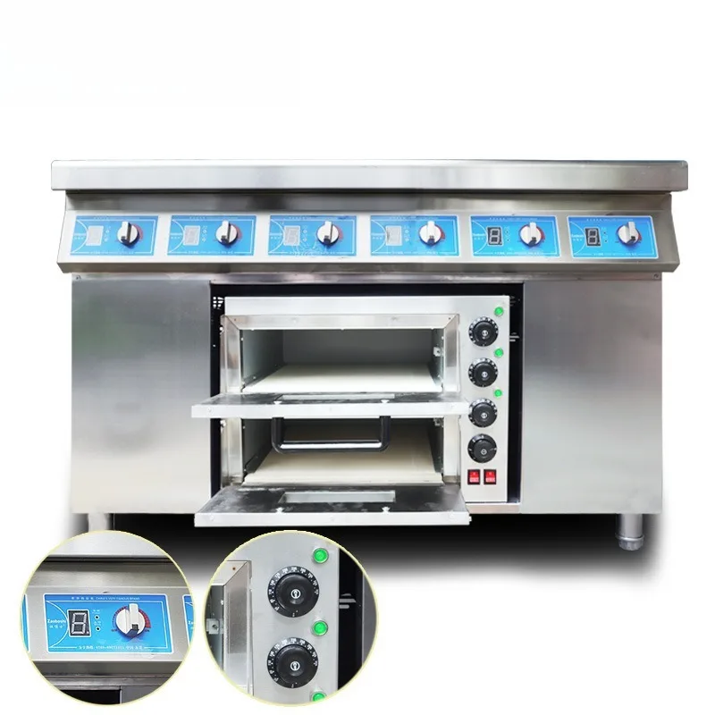 Commercial six-head pot stove, independent temperature control six-eye stove, hotel catering six-eye induction cooker equipment